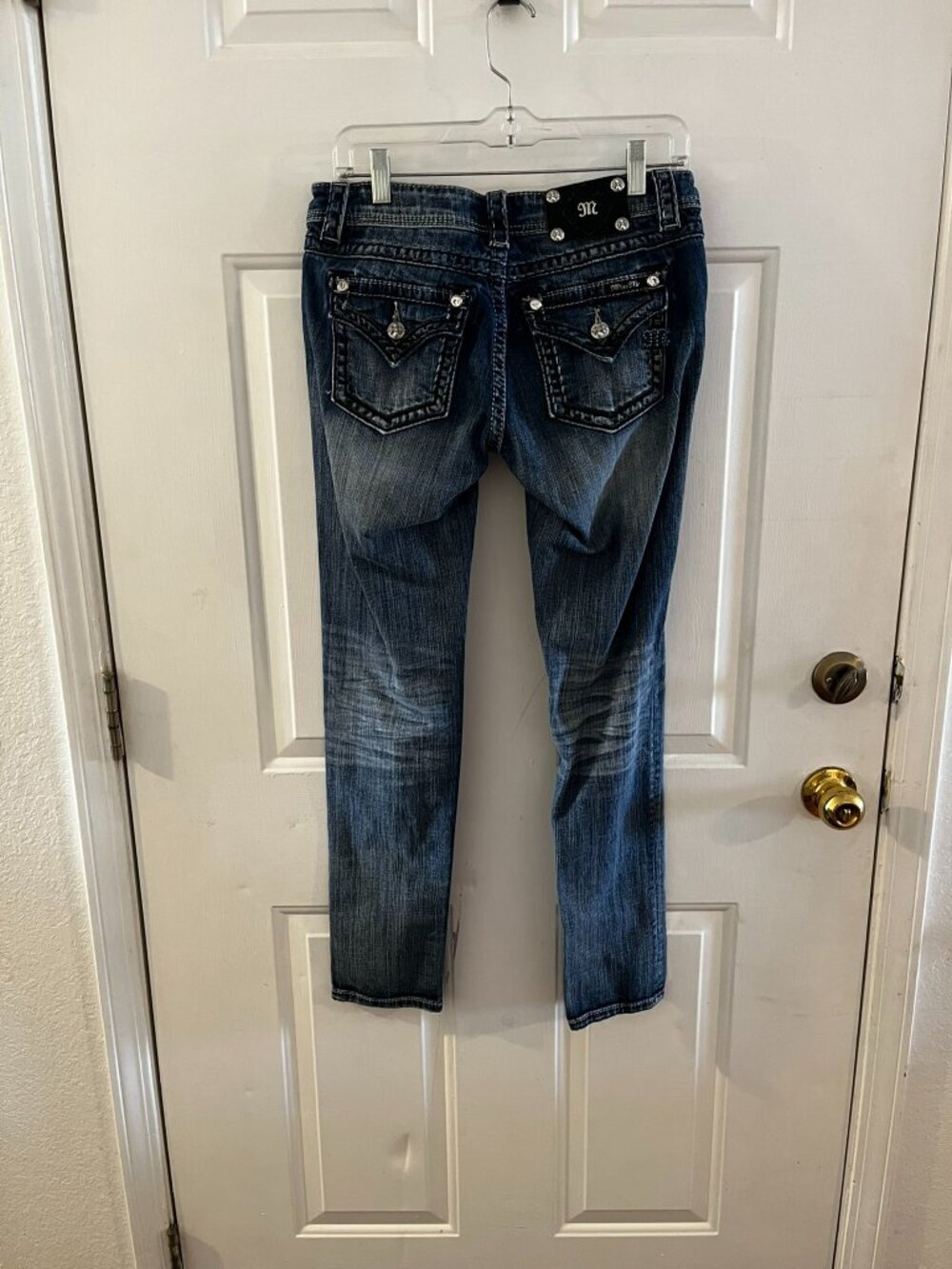 Miss Me Woman's Skinny # J55014s128 Blingy Mid-Rise Y2K Style Jeans Sz 28